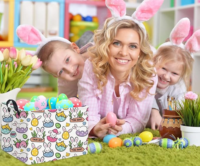 HIYAGON Rectangular Easter Gift Basket Kids Storage Organizer Bins Bedroom - Image 4
