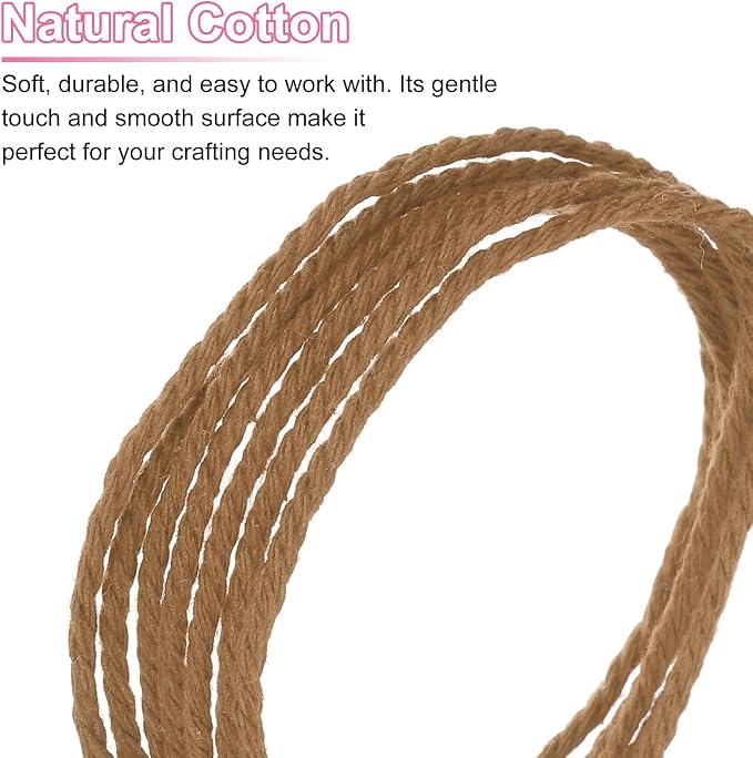 HARFINGTON Natural Macrame Cord 2mm x 220 Yards 3 Strand Twisted Cotton Macrame - Image 4