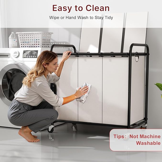 3-Compartment Laundry Cart - Image 7