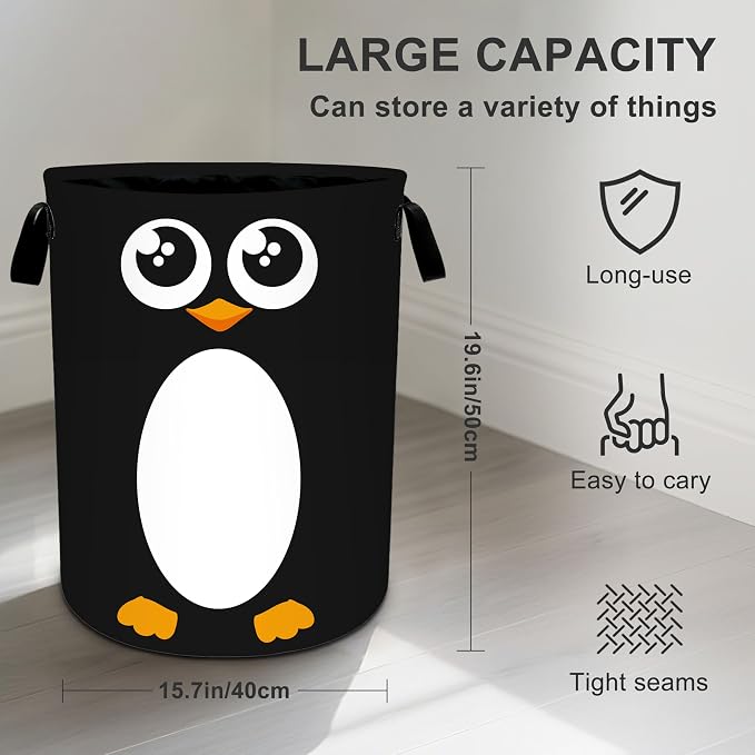 Penguin Laundry Basket Storage Bin Foldable Laundry Hamper Clothes Storage - Image 4