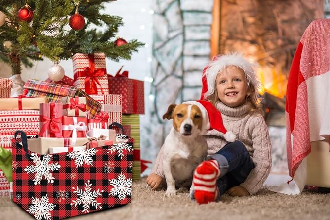 Rectangular Christmas Baskets, Snowflakes Basket Empty, Waterproof PE Coating - Image 4
