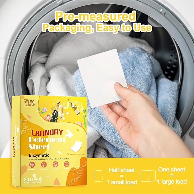 YUCO Laundry Detergent Sheets Berry and Champagne Scent Total 160 Loads - Image 5