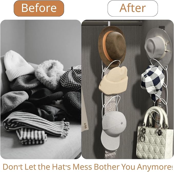 LINFIDITE 10 Pack Hat Rack Hanger Holder Organizer Closet Hanging Baseball Cap - Image 2