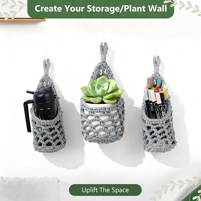 Macrame Wall Plant Hanger, Hanging Planter Basket Holder, Wall Planters - Image 4