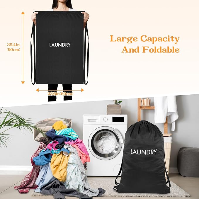 Laundry Bag Backpack, 80L Heavy Duty Nylon Laundry Backpack - Image 3