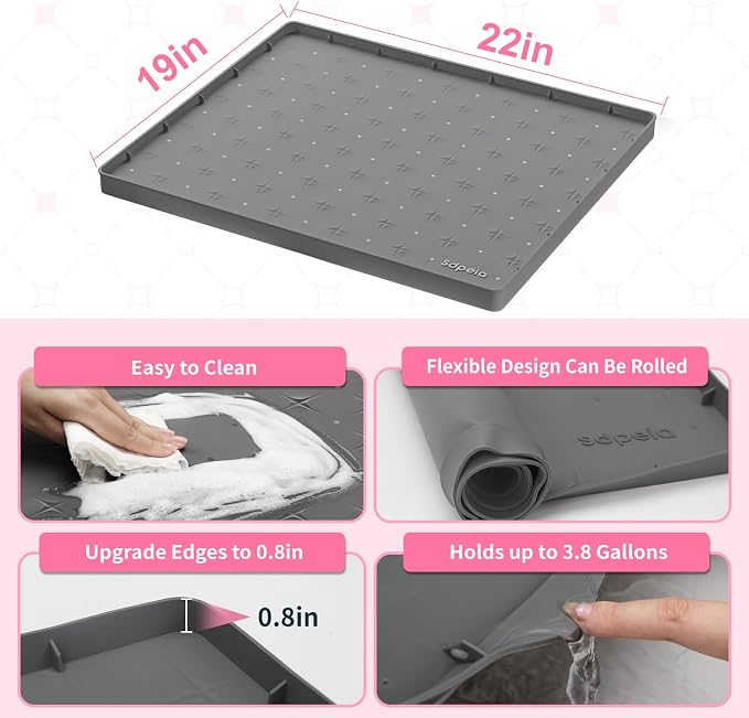 Sdpeia Under Sink Mat 22"×19" Waterproof Silicone Cabinet Liner & Sink Protector - Image 5