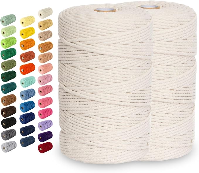 2 Pack Macrame Cord - 3mm 220 Yards Cotton Rope by NookTheory