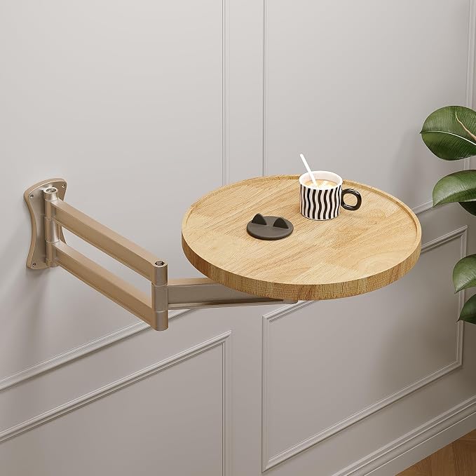 Wall Mounted Folding Table, Small Solid Wood Drop Down Floating Wall Desk by Home