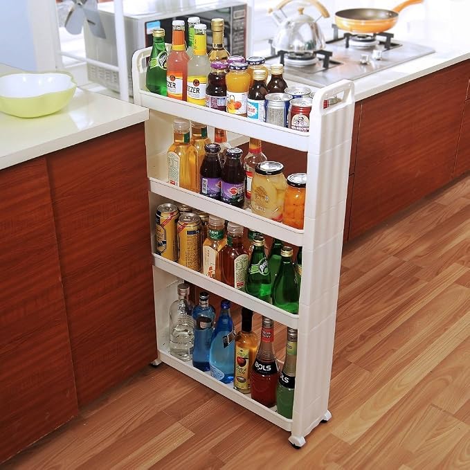 BAOYOUNI Slim Storage Cart Between Washer Dryer Cabinet Rolling Shelf Slide Out - Image 2