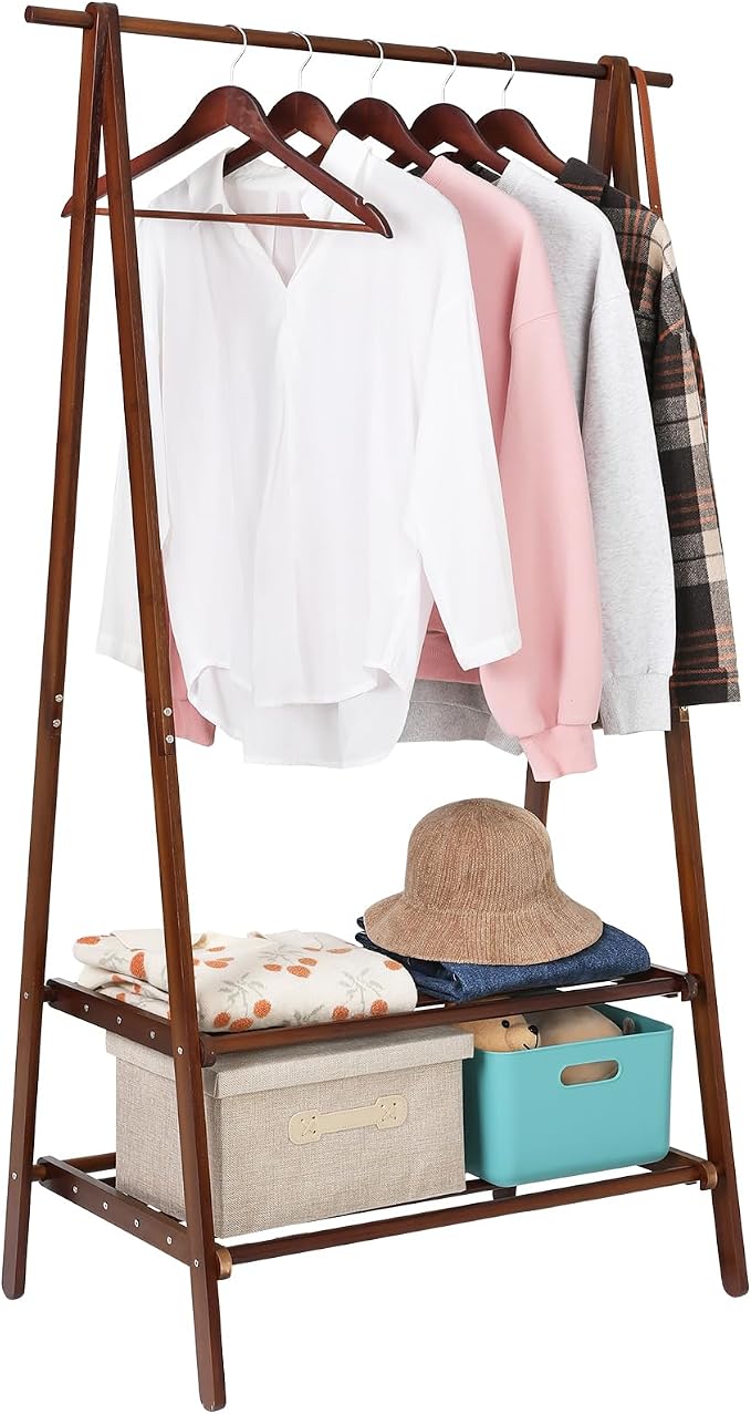 Bamboo Clothing Rack Foldable Clothes Hanging Stand by Jotsport