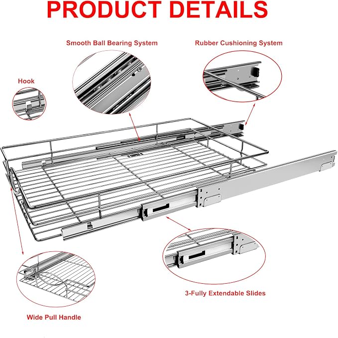 Pull Out Cabinet Drawer Organizer, 14”W x 21”D - Image 4