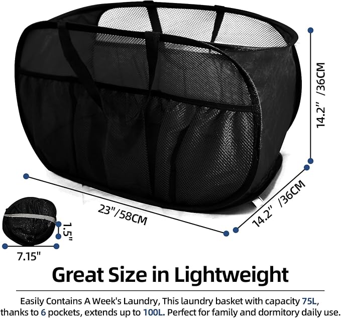 Collapsible Laundry Baskets, Upgrade Pop Up Laundry Hamper - Image 4