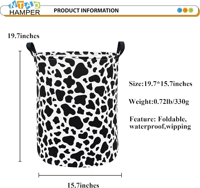 Cow Laundry Basket, Collapsible Nursery Hamper, Waterproof Storage Bin - Image 2