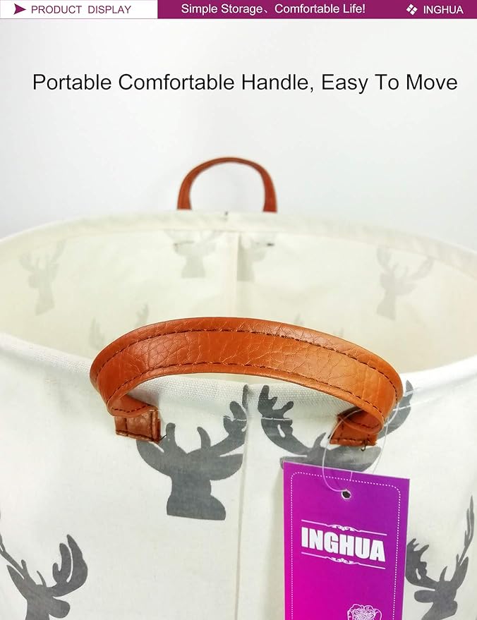 Laundry Hamper Large Canvas Fabric Lightweight Storage Basket/Toy - Image 5
