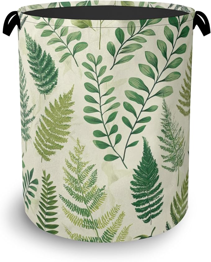 Fern Herbs Laundry Hamper, Botanical Floral Leaf Dirty Clothes Laundry Basket by Unknown
