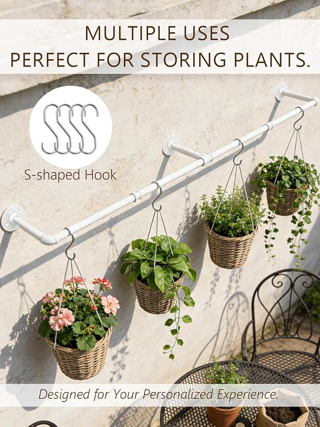 Aduanbang 65.7in Industrial Pipe Wall Mounted Clothes Rack, Heavy Duty - Image 4
