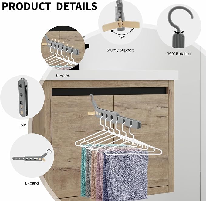 Coopache Folding Clothes Drying Rack Portable - Image 5