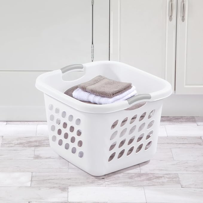 1.5 Storage Bushel Square Laundry Basket Plastic, Laundry Hamper White - Image 3