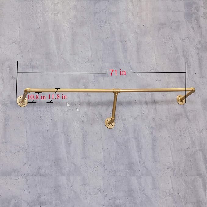 Industrial Pipe Wall Mounted Clothes Hanging Shelves System, Metal Clothing - Image 2