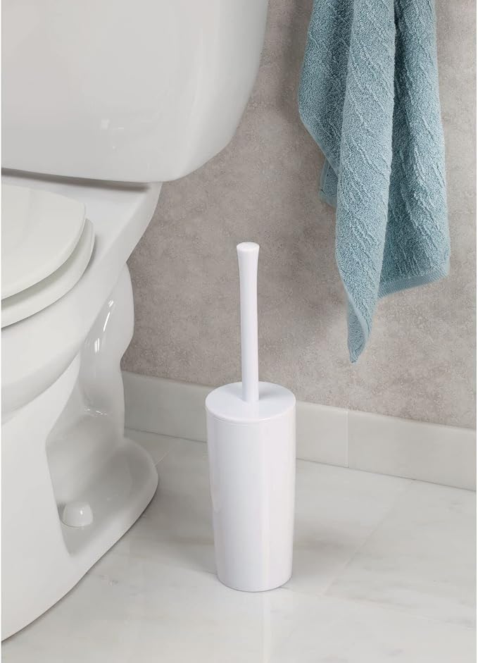 mDesign Slim Plastic Toilet Bowl Brush and Holder Set, Modern Compact Storage - Image 3