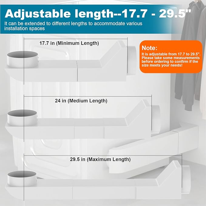 UD48S Telescoping Dryer Vent Hose, Adjustable Length 17.7-29.5 Inches, - Image 2