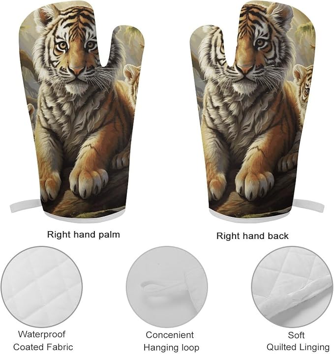 Jungle Tigers Oven Mitts and Pot Holders Sets Heat Resistant Kitchen Oven Gloves - Image 5