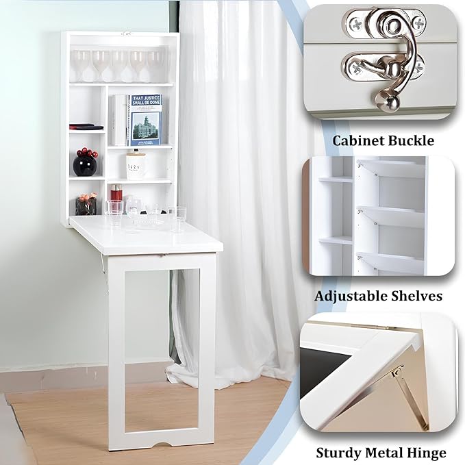 Space Saving Wall Mounted Folding Table, Wall Mounted Desk, Folding Wall Desk - Image 4