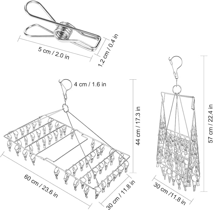 Folding Sock Dryer with 52 Peg, Stainless Steel Swivel Drying Rack Windproof - Image 4