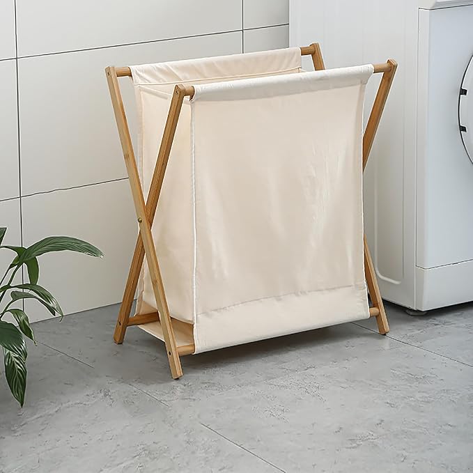 Gtzly Bamboo Laundry Hamper Collapsible X-Frame Laundry Basket Portable Laundry by Unknown