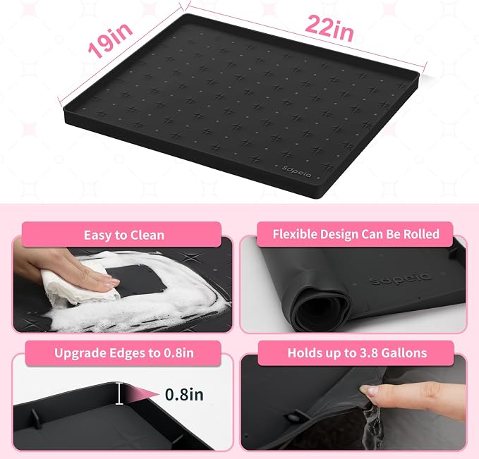 Sdpeia Under Sink Mat 22"×19" Waterproof Silicone Cabinet Liner & Sink Protector - Image 4