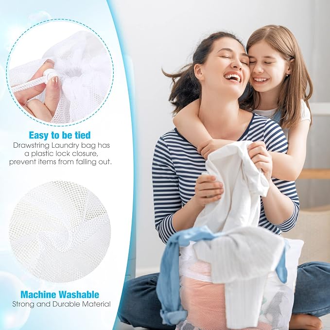 12 Pack 24 x 36 Inches Mesh Laundry Bag large Drawstring Heavy Duty Bag Bulk - Image 3
