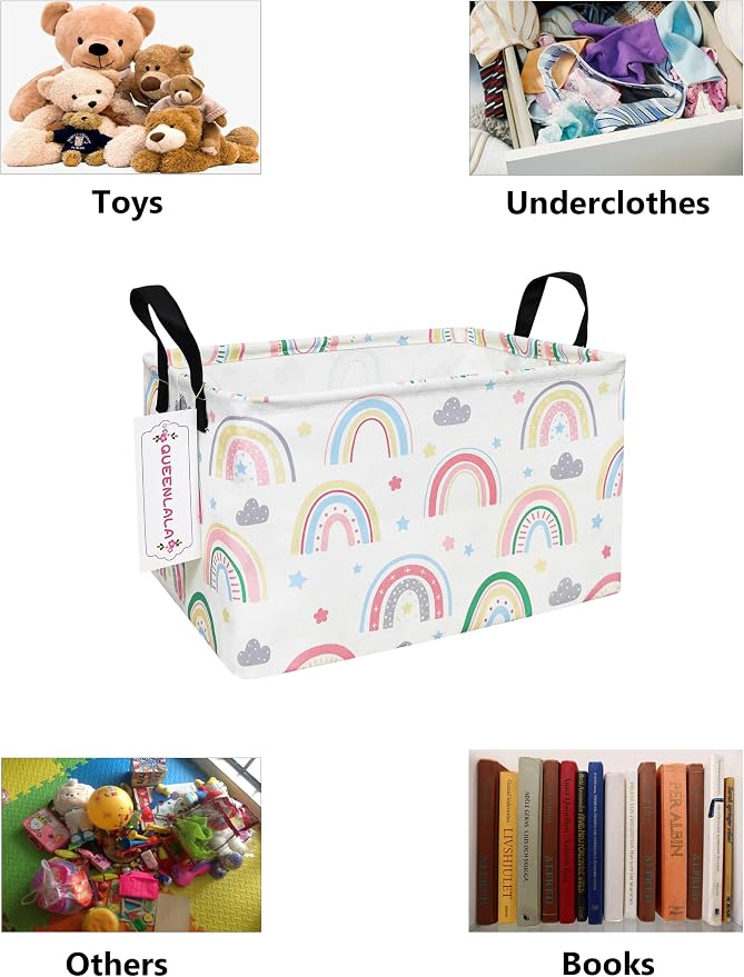 QUEENLALA Rectangular Laundry Hamper/Foldable Nursery Laundry Basket - Image 3