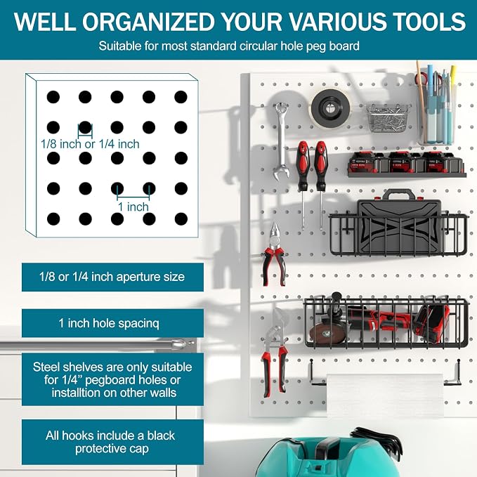 Peg Board Accessories Kit, Pegboard Hooks Assortment - Image 6