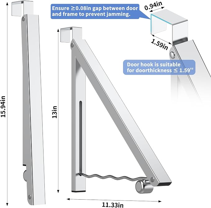 Clothes Drying Rack for Laundry Room Organization, Foldable Over The Door - Image 2
