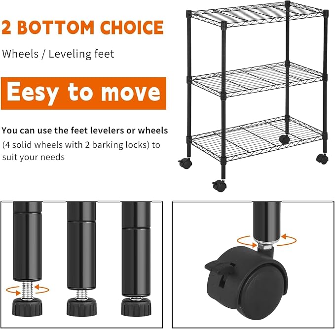 3-Tier Metal Wire Shelving Unit - Image 3