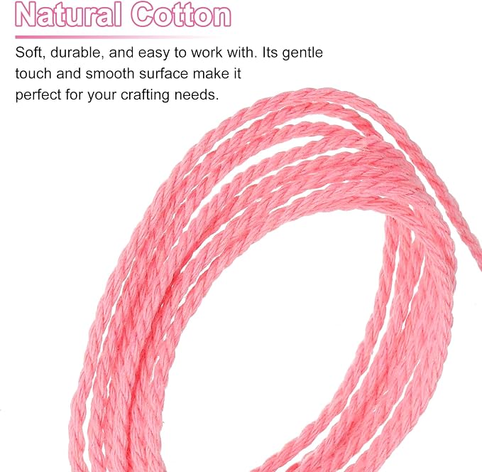 HARFINGTON Natural Macrame Cord 2mm x 220 Yards 3 Strand Twisted Cotton Macrame - Image 4