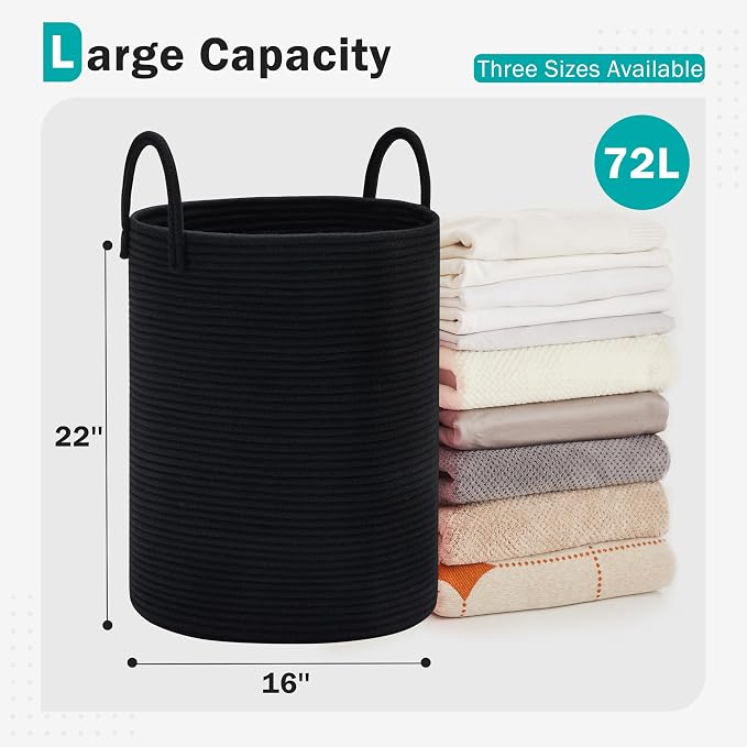 Cotton Rope Laundry Hamper by YOUDENOVA, 72L - Image 2