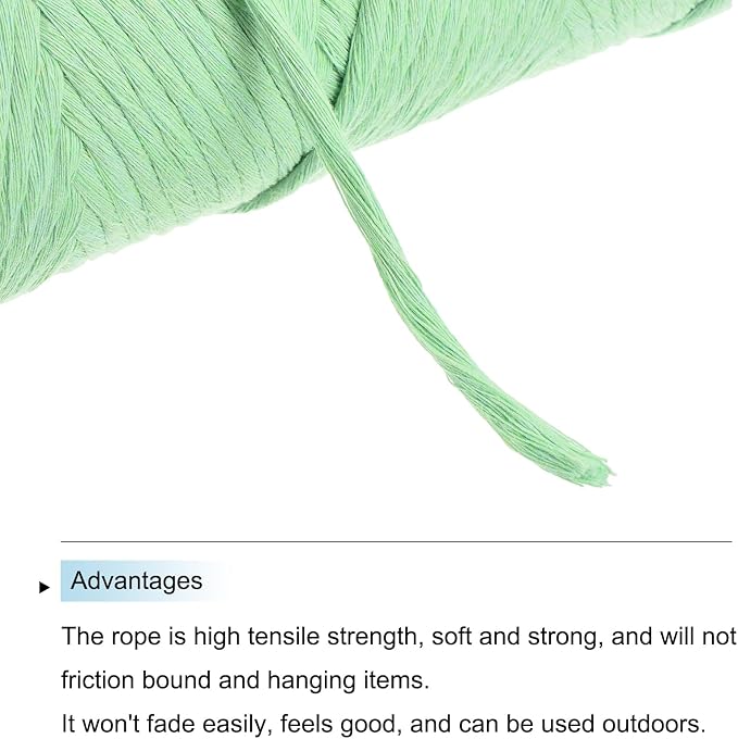 MECCANIXITY Cotton Rope Twisted Braided Twisted Single Strand Cord, Matcha - Image 4