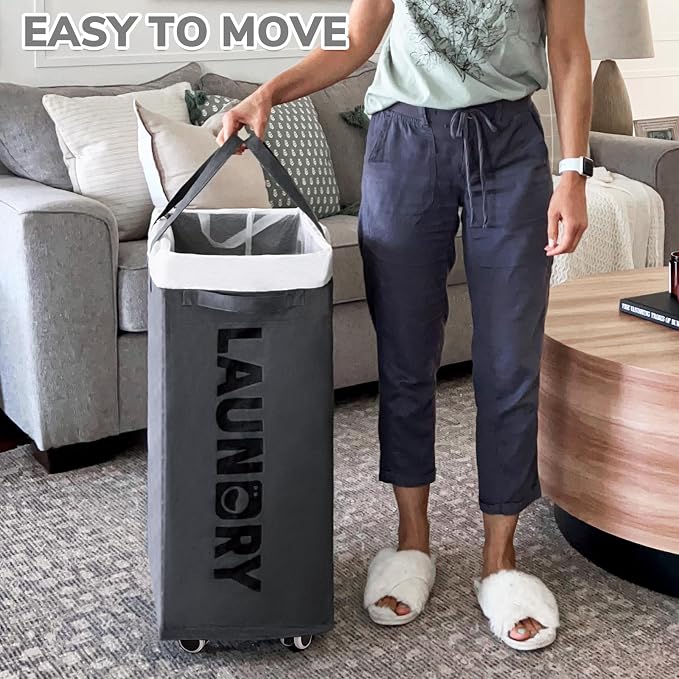 CHICVITA 2-Pack Hamper with Wheels, 75L Large Laundry Baskets with Removable - Image 6