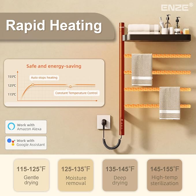 ENZE Smart Rotating Heated Towel Rack - Image 7