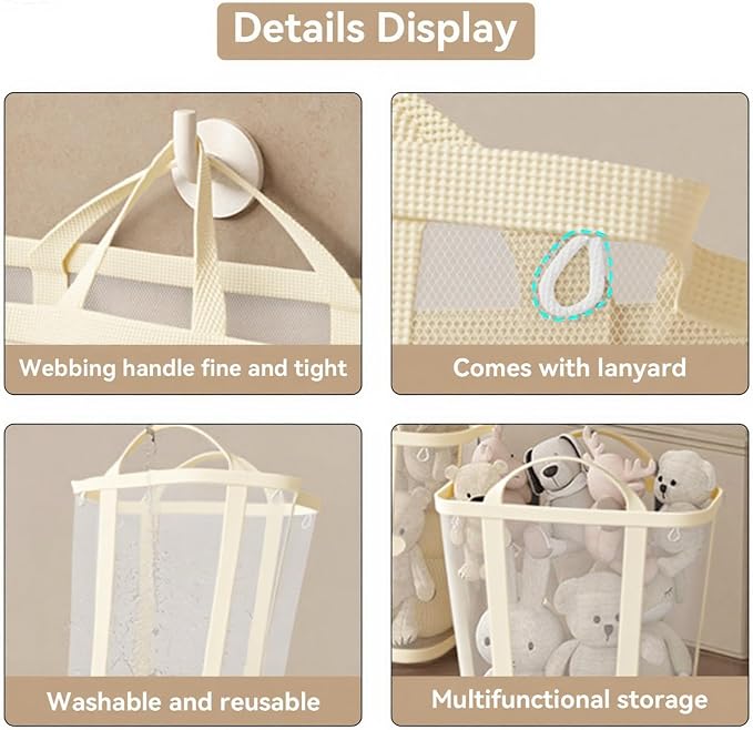 Foldable Laundry Tote, Nylon Mesh Laundry Basket - Image 3