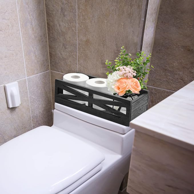Wooden Bathroom Decor Box, Rustic Toilet Tank Holder, Farmhouse Toilet Paper - Image 2