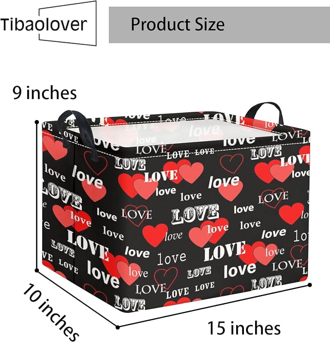 Rectangular Valentines Basket for Home Kitchen Girls Cute Kids Storage Bin - Image 7