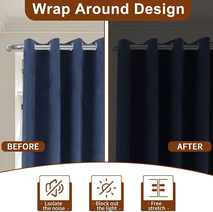 Meriville 1-Inch Diameter Wrap Around Blackout Curtain Rod, 48-Inch to 84-Inch - Image 3