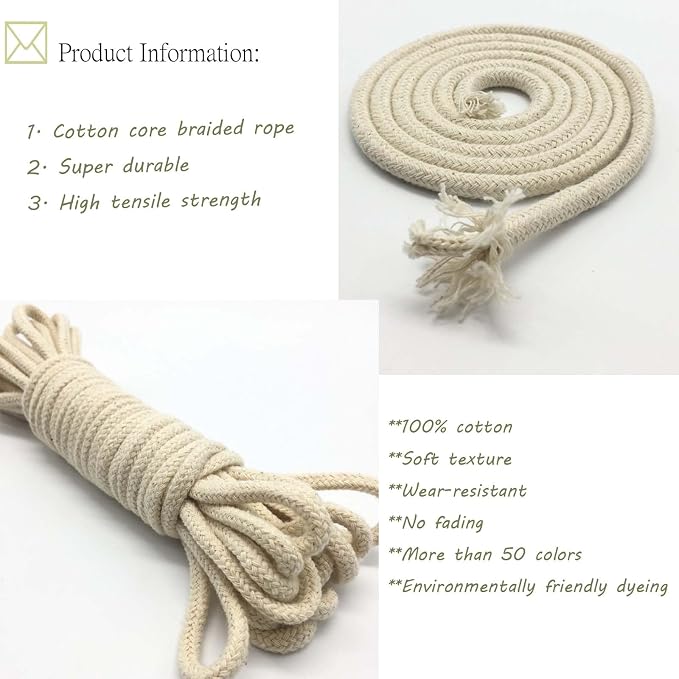 ROPEMATE 100% Cotton Macrame Cord, 3mm*110Yards Braided String Double Structure - Image 4