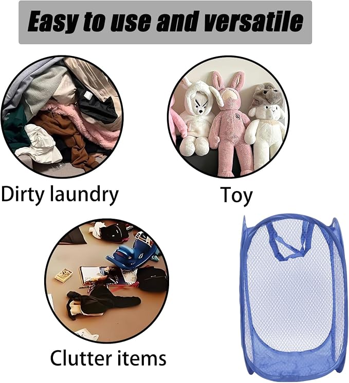 2Pcs Popup Mesh Laundry Baskets, Collapsible and Portable Laundry Hamper - Image 5