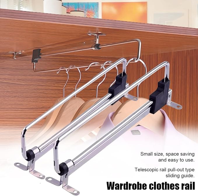 Retractable Closet Pull Out Rod Closet Valet Rod Extending Rail Pull Out Hanger - Image 6