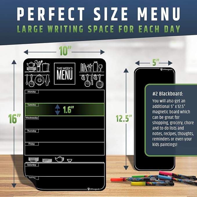 Cute 10"x16" Magnetic Dry-Erase Weekly Menu Blackboard - Image 5