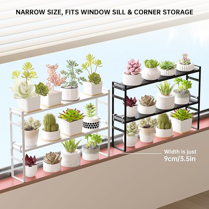 Stackable 2 Pack Expandable Narrow Tall Storage Shelf - Image 4