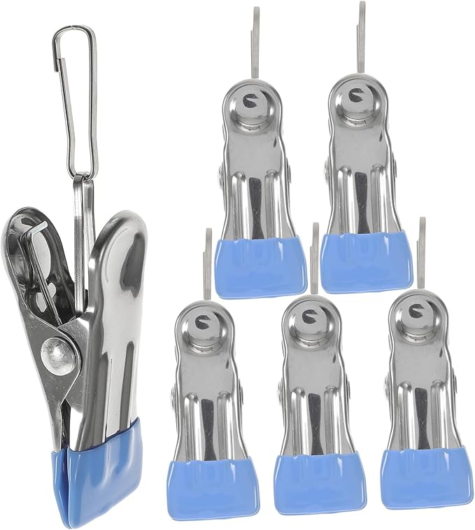 6Pcs Heavy Duty Stainless Steel Clothes Pins No-Marking Laundry Clips by ETHZZLE